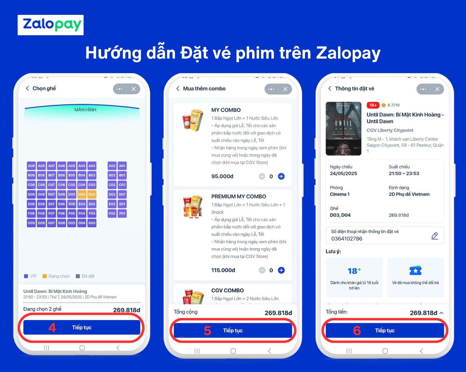 Hướng dẫn đặt vé phim trên Zalopay