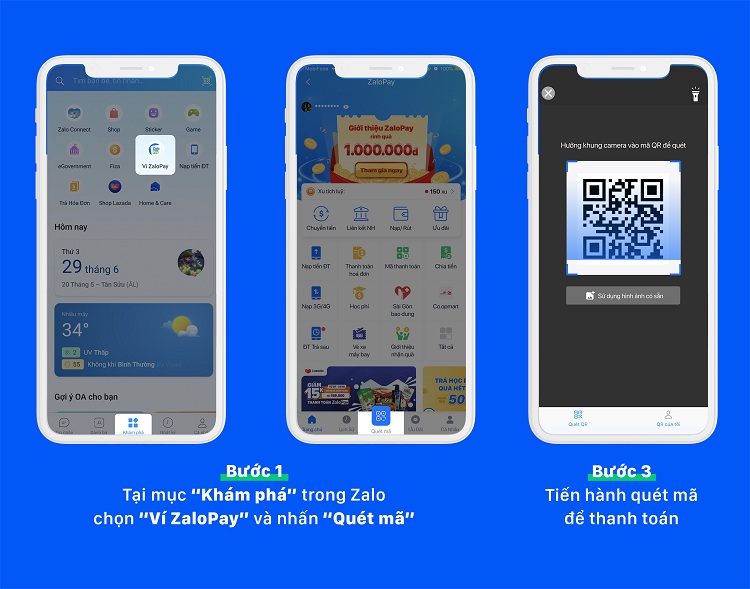 Thanh toán bằng cách mở app ZaloPay và quét mã QR tại quầy thuốc Pharmacity