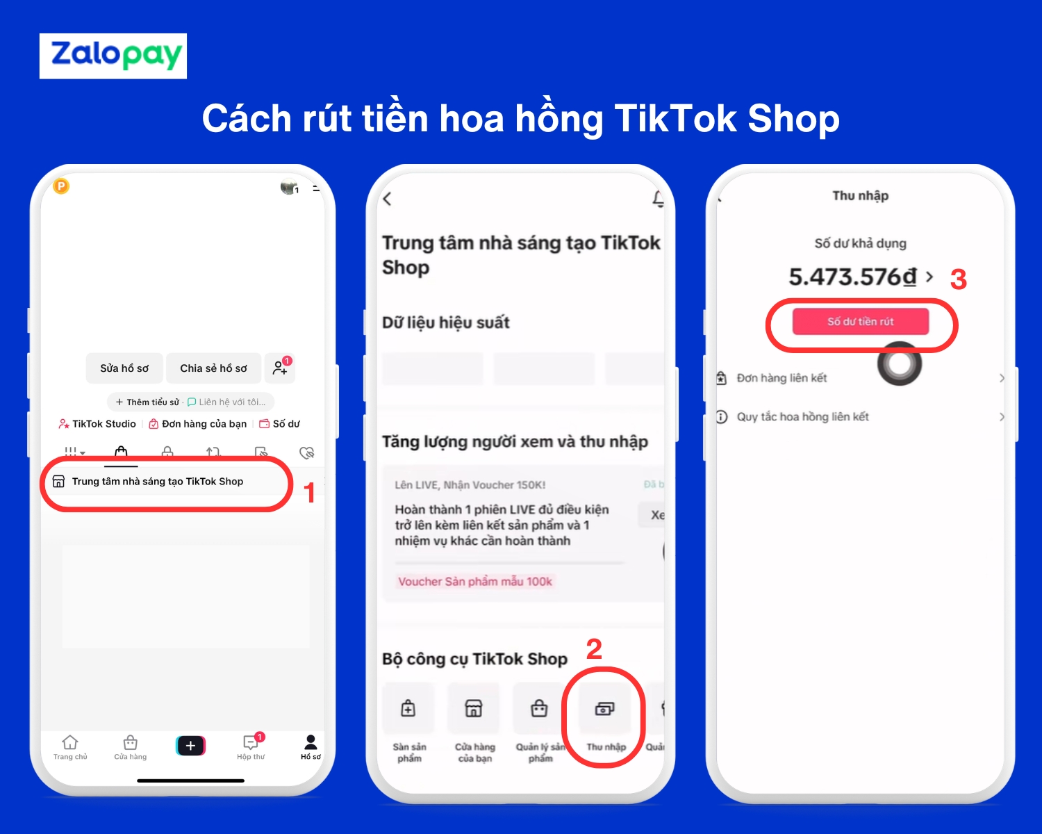 Hướng dẫn rút tiền hoa hồng TikTok Shop