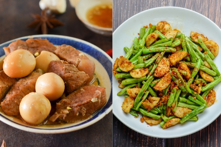 Canh bí đỏ thịt bằm - Cá cơm kho tiêu