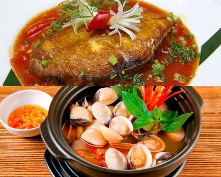 Cá ngừ sốt cà - Nghêu hấp Thái