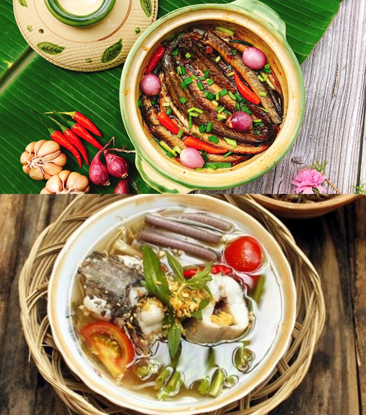 Cá kèo kho tộ - Canh chua bông súng cá lóc