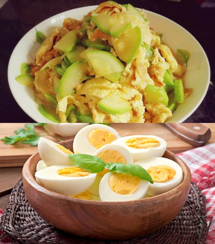 Bầu xào trứng - Trứng luộc