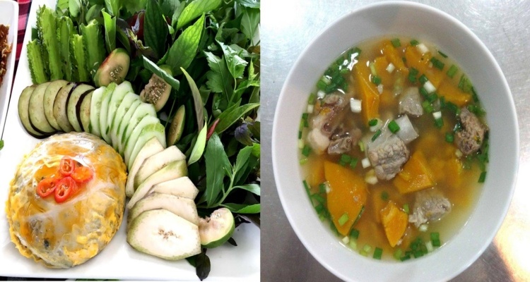 Mắm chưng - Rau sống các loại - Canh bí nấu xương