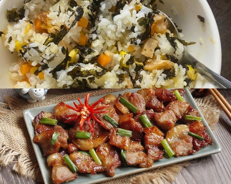 Cơm trộn rong biển - Thịt rang