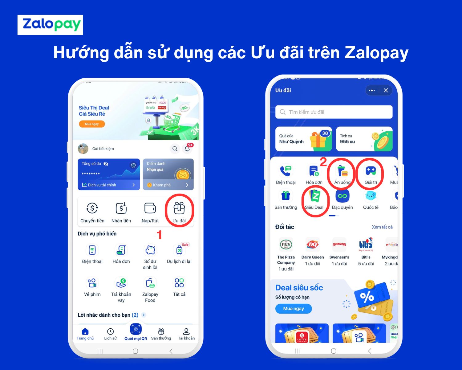 hướng dẫn sử dụng các ưu đãi trên Zalopay