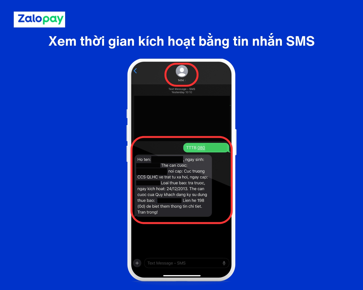Xem thời gian kích hoạt bằng tin nhắn SMS