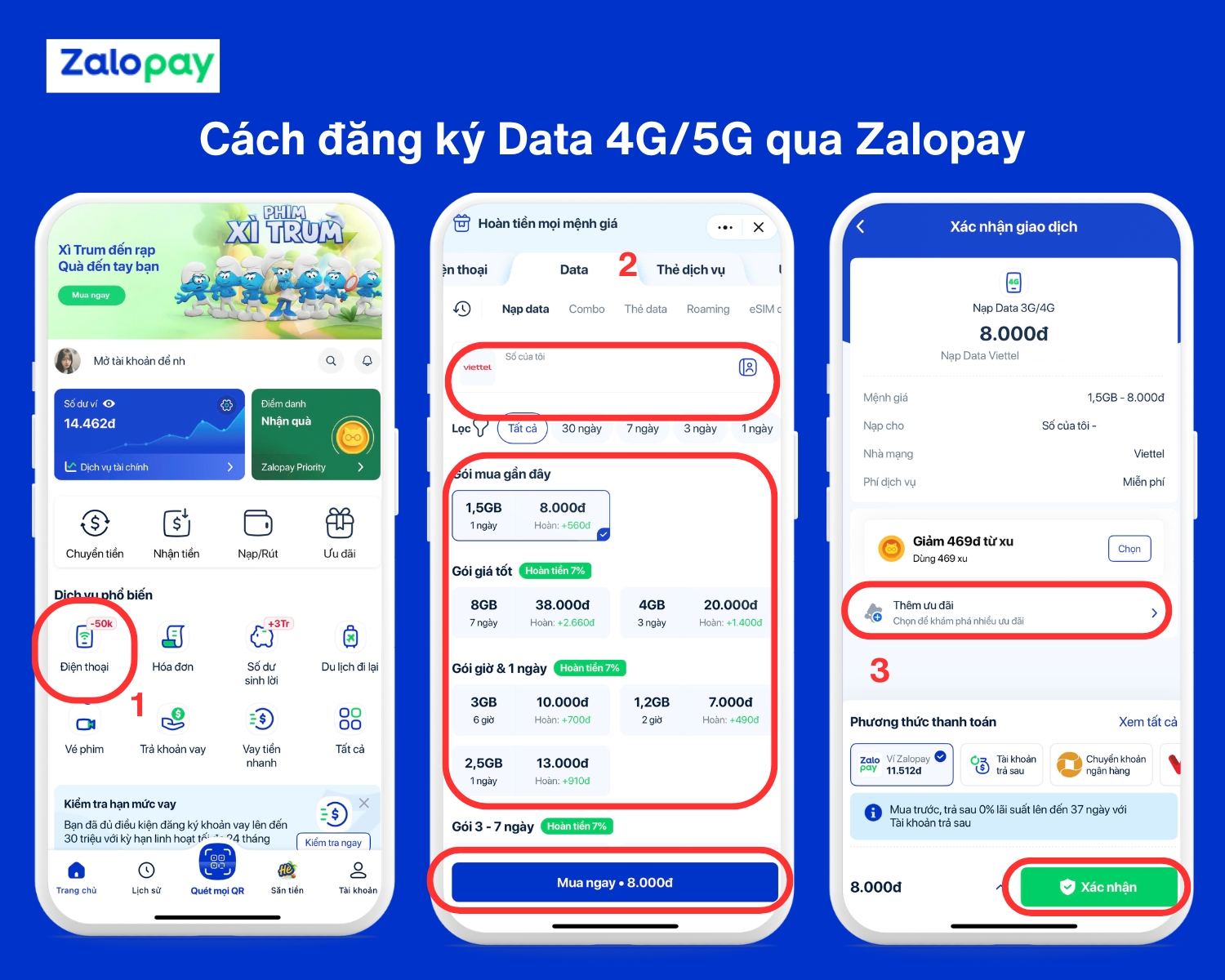Cách nạp Data 4G/5G bằng Zalopay