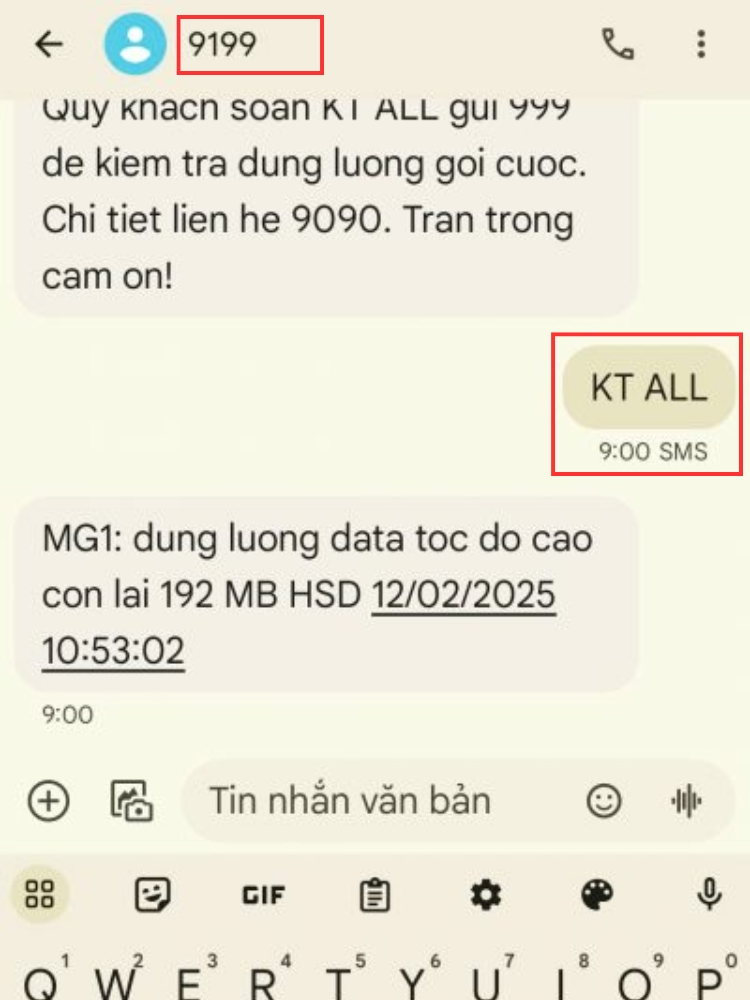Kiểm tra data 4G/5G MobiFone qua tin nhắn