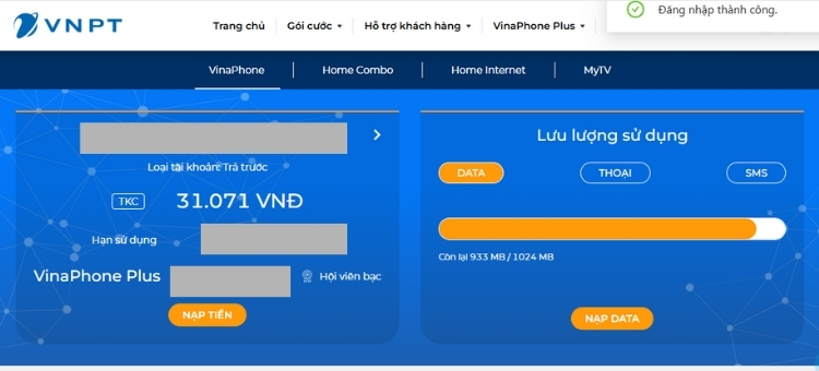 Kiểm tra thông tin gói cước 4G/5G đang sử dụng