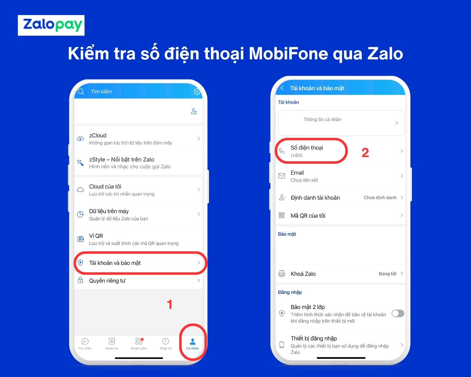 Kiểm tra số điện thoại MobiFone qua Zalo