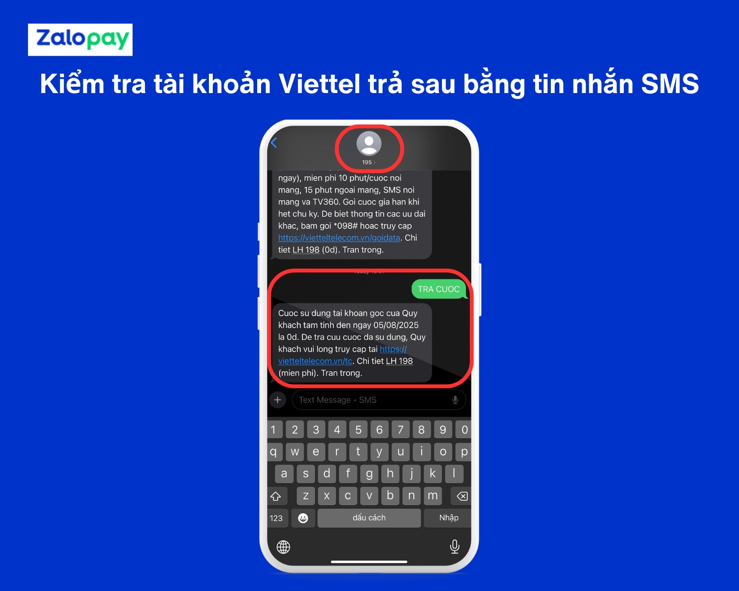 Kiểm tra tài khoản Viettel trả sau bằng tin nhắn SMS