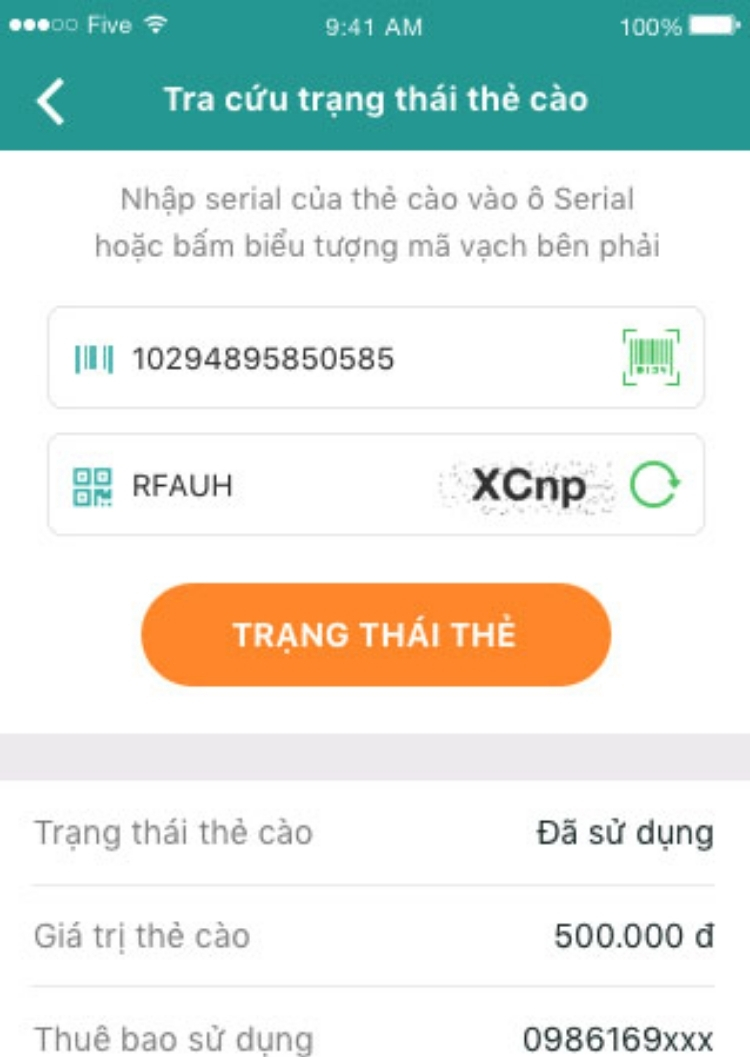 Kiểm tra thẻ cào online qua ứng dụng My Viettel