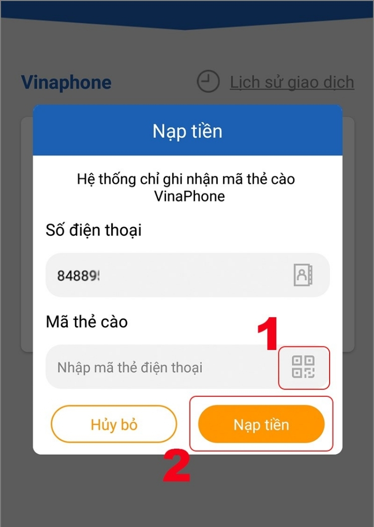 Quét mã QR trên ứng dụng VNPT để tra cứu trạng thái thẻ cào