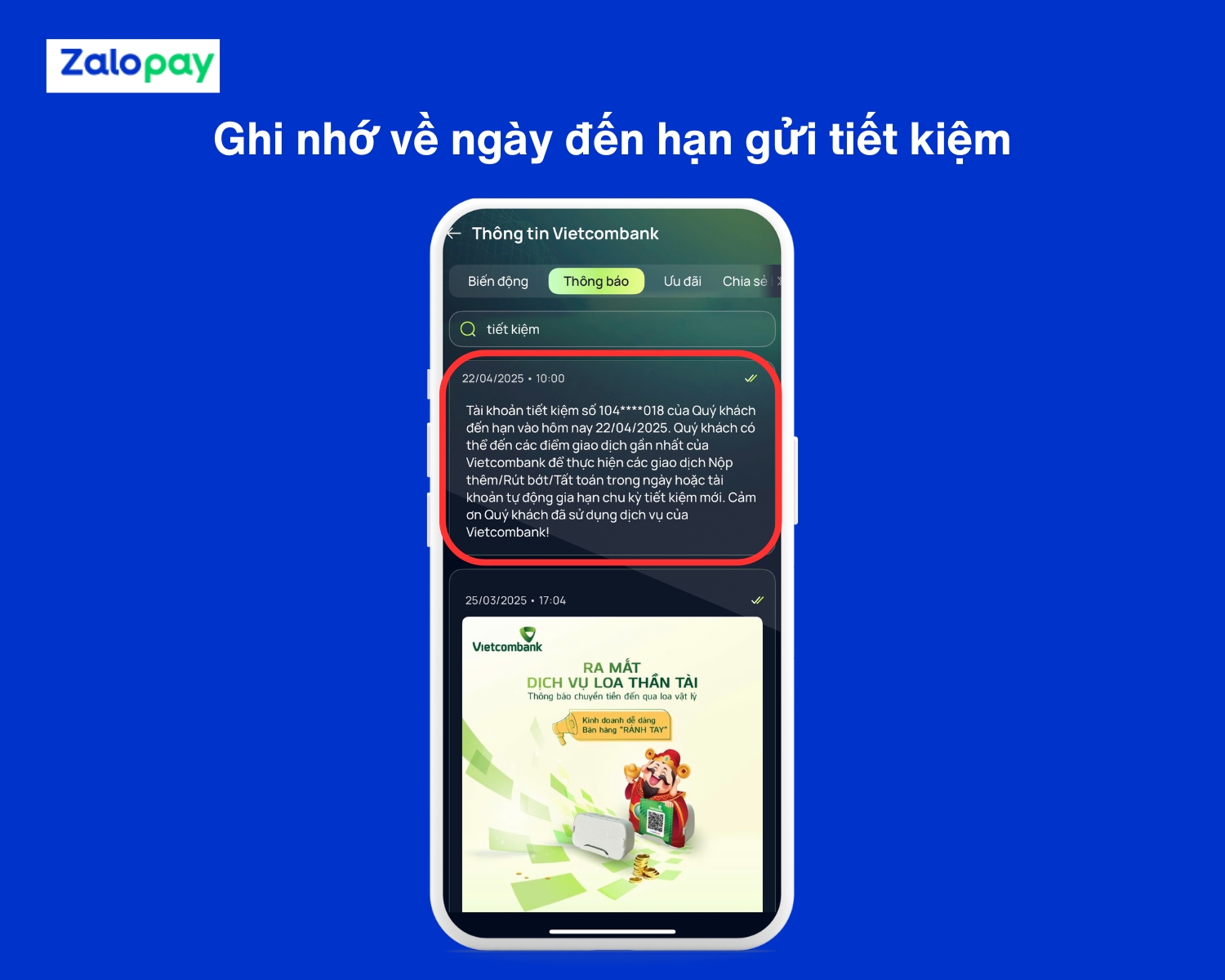 Ghi nhớ về ngày đến hạn gửi tiết kiệm