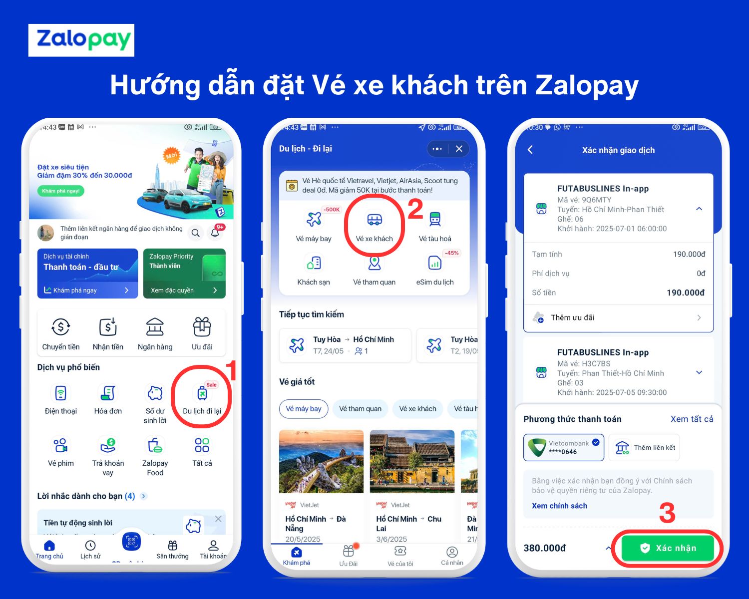 Đặt vé xe khách trên Zalopay