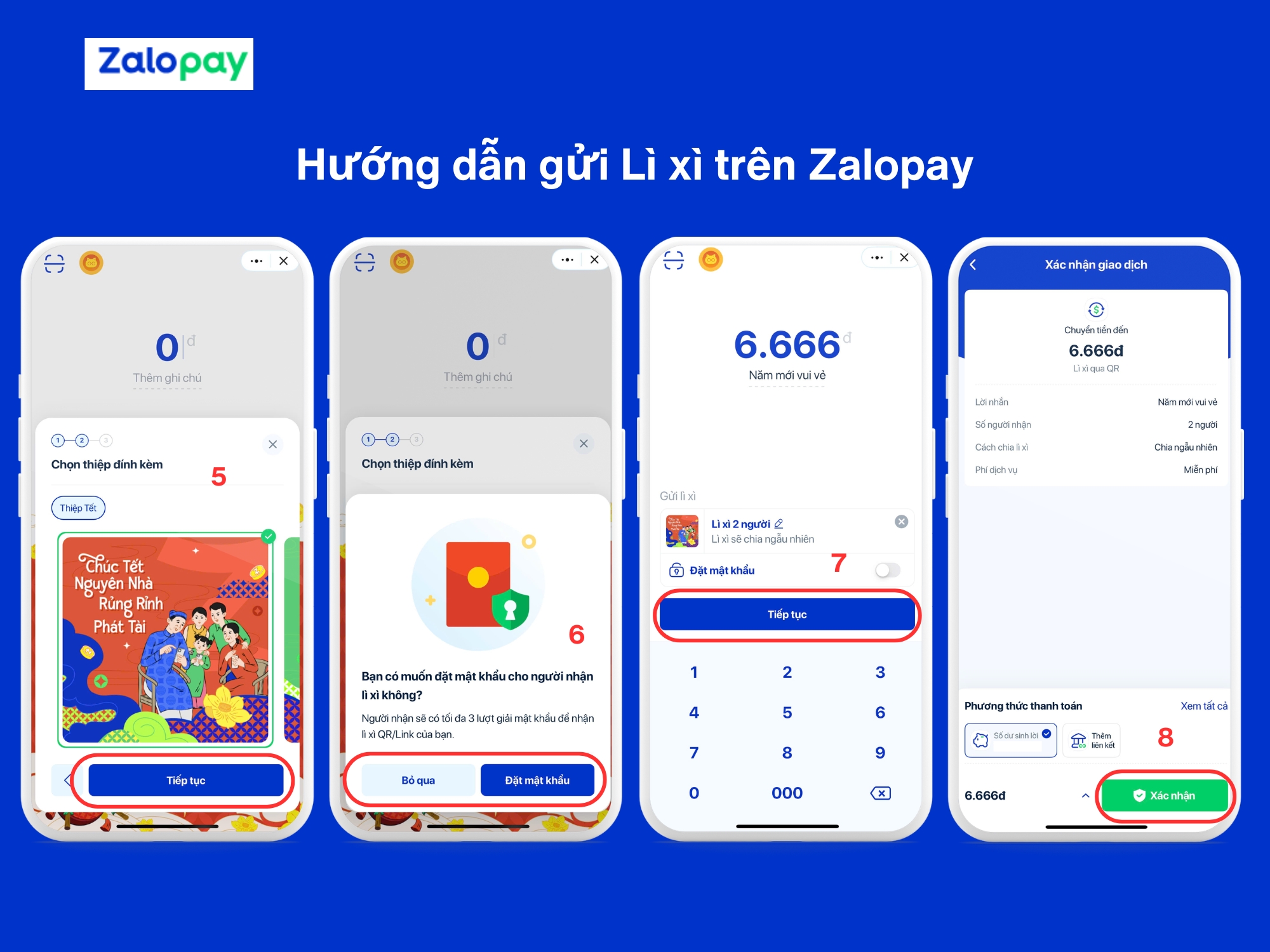 Các bước gửi Lì xì trên Zalopay
