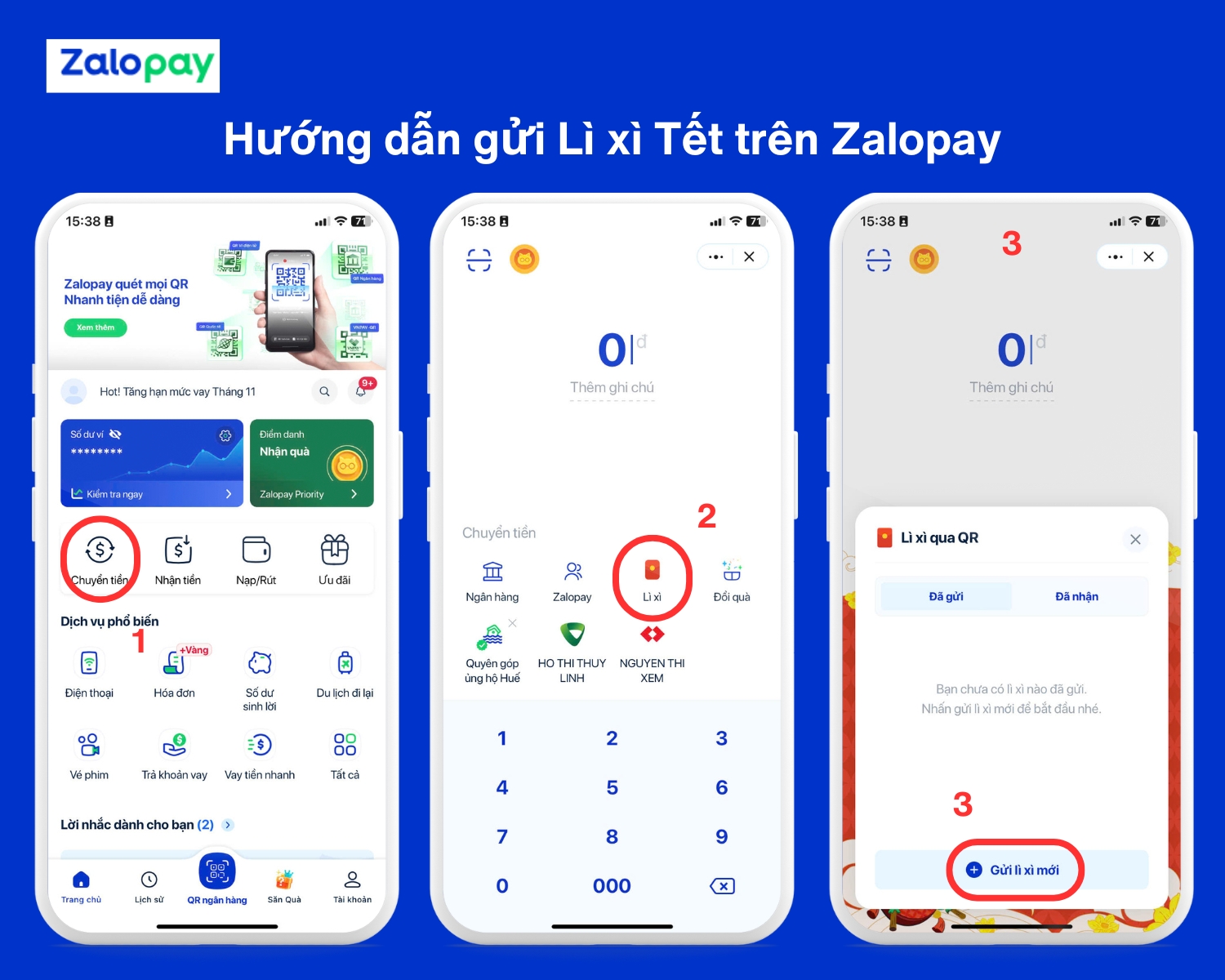 Các bước Lì xì đơn giản trên Zalopay