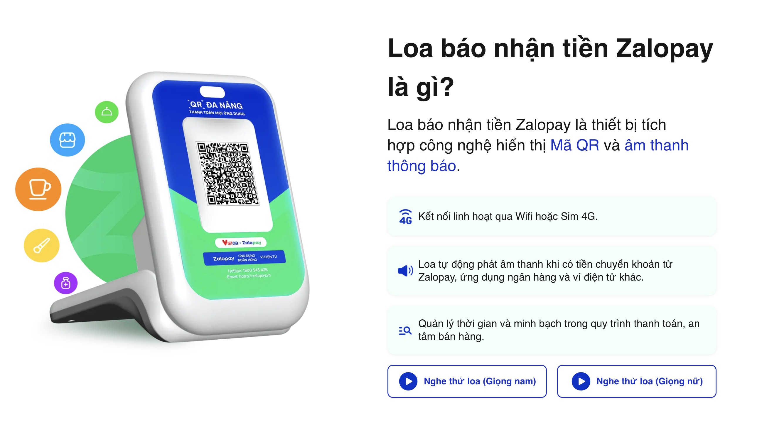 Loa báo nhận tiền Zalopay