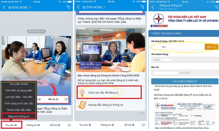 Lấy mã khách hàng tiền điện qua Zalo Official Account của EVN