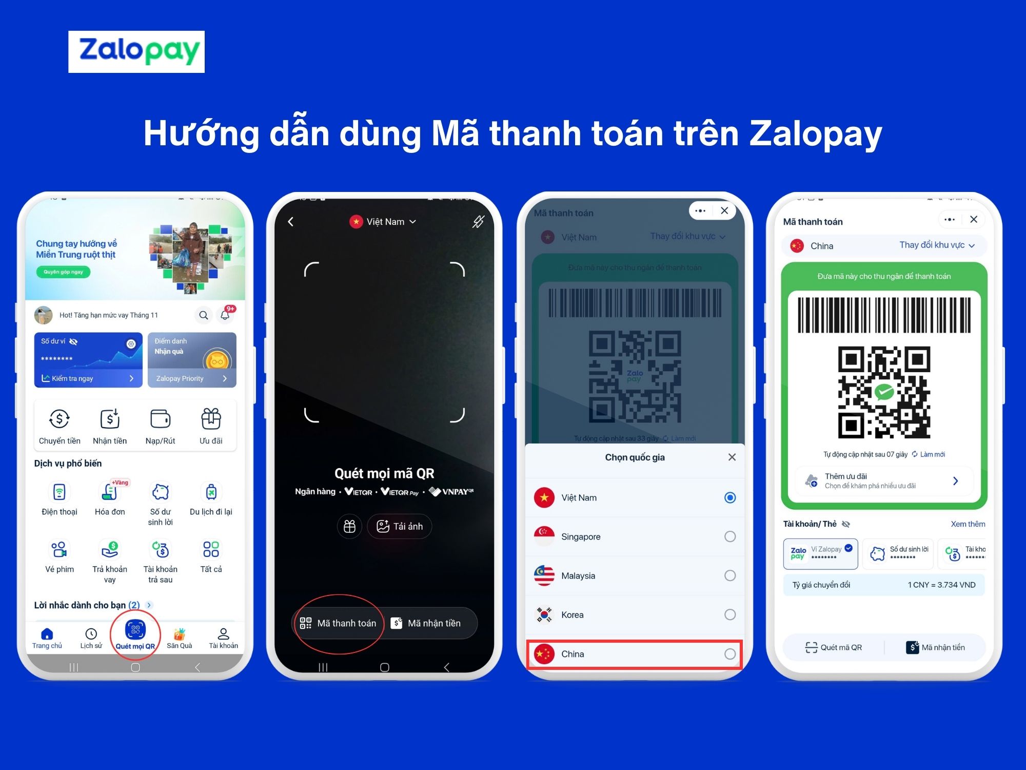 Sử dụng Mã Thanh toán trên Zalopay