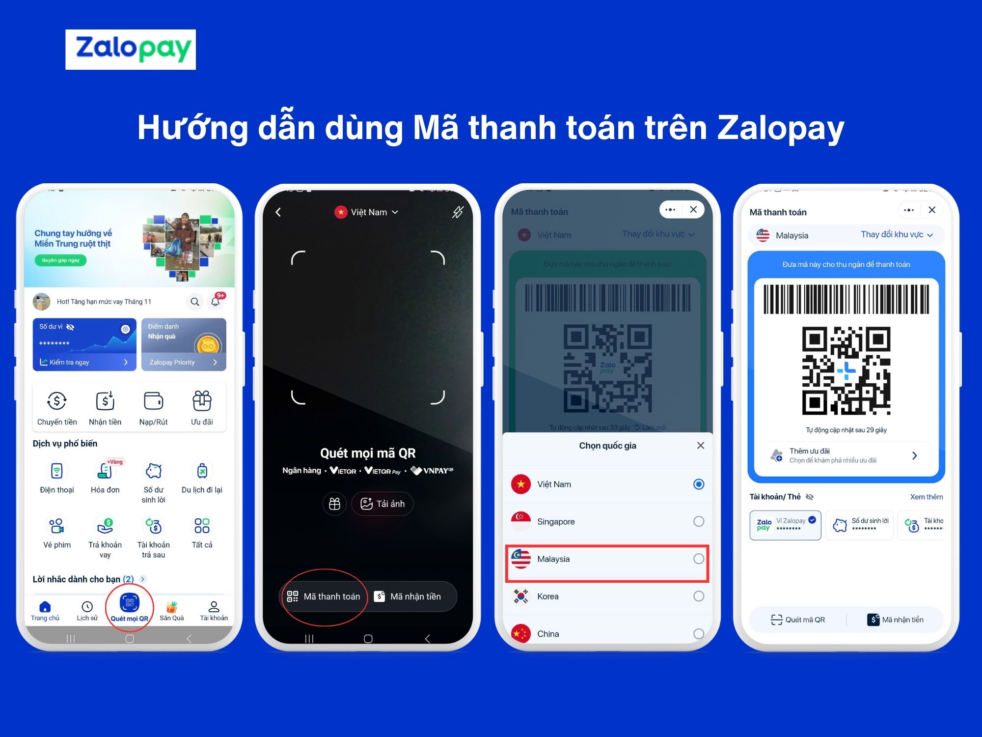 Tạo mã thanh toán và đưa cho thu ngân