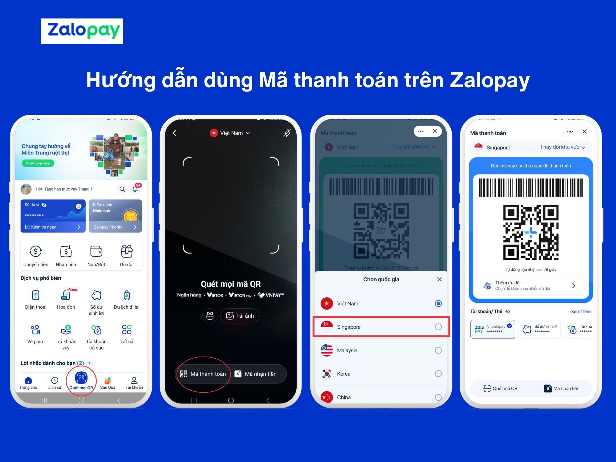 Tạo mã thanh toán và đưa cho thu ngân
