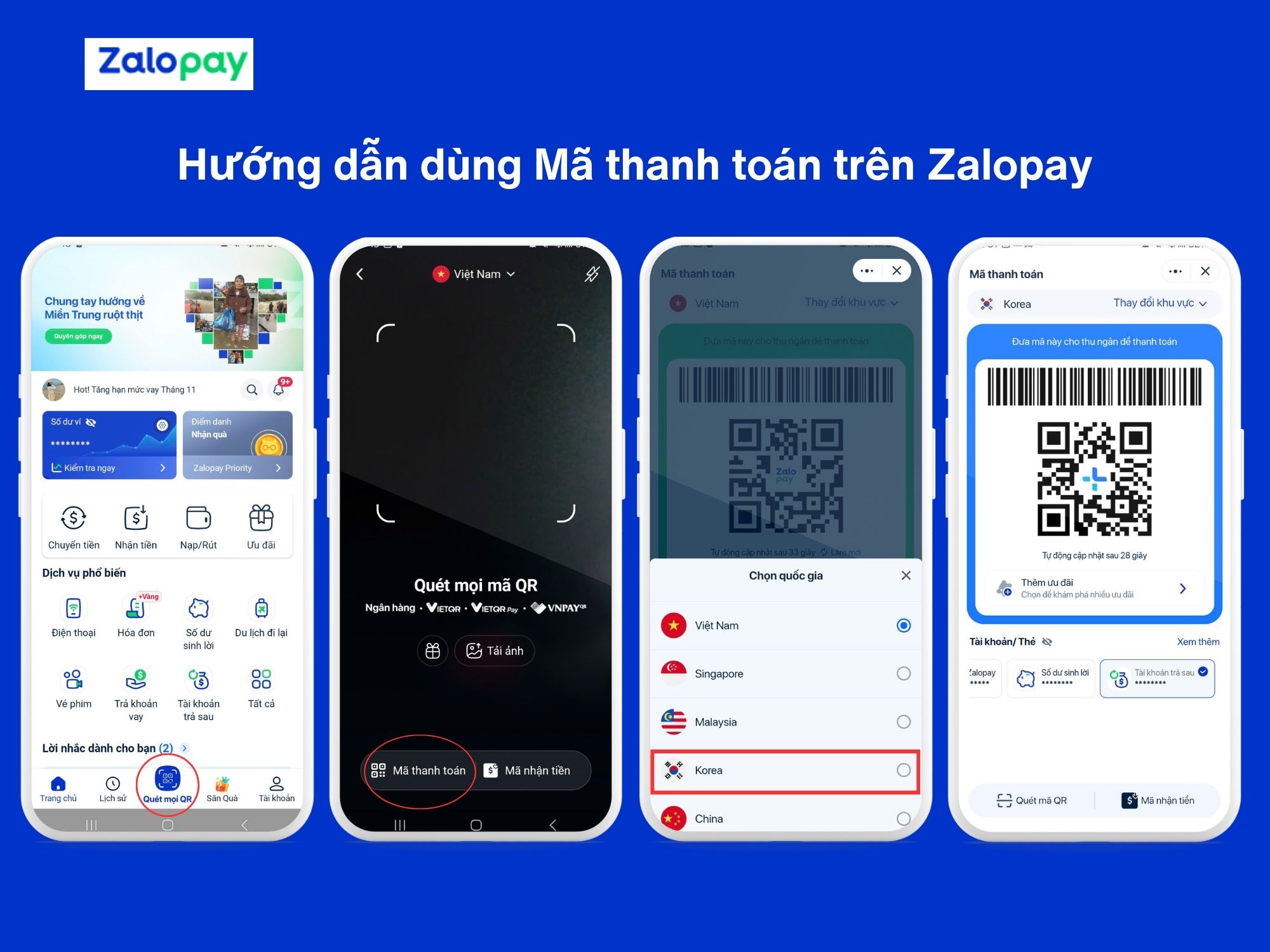 Tạo mã thanh toán và đưa cho thu ngân