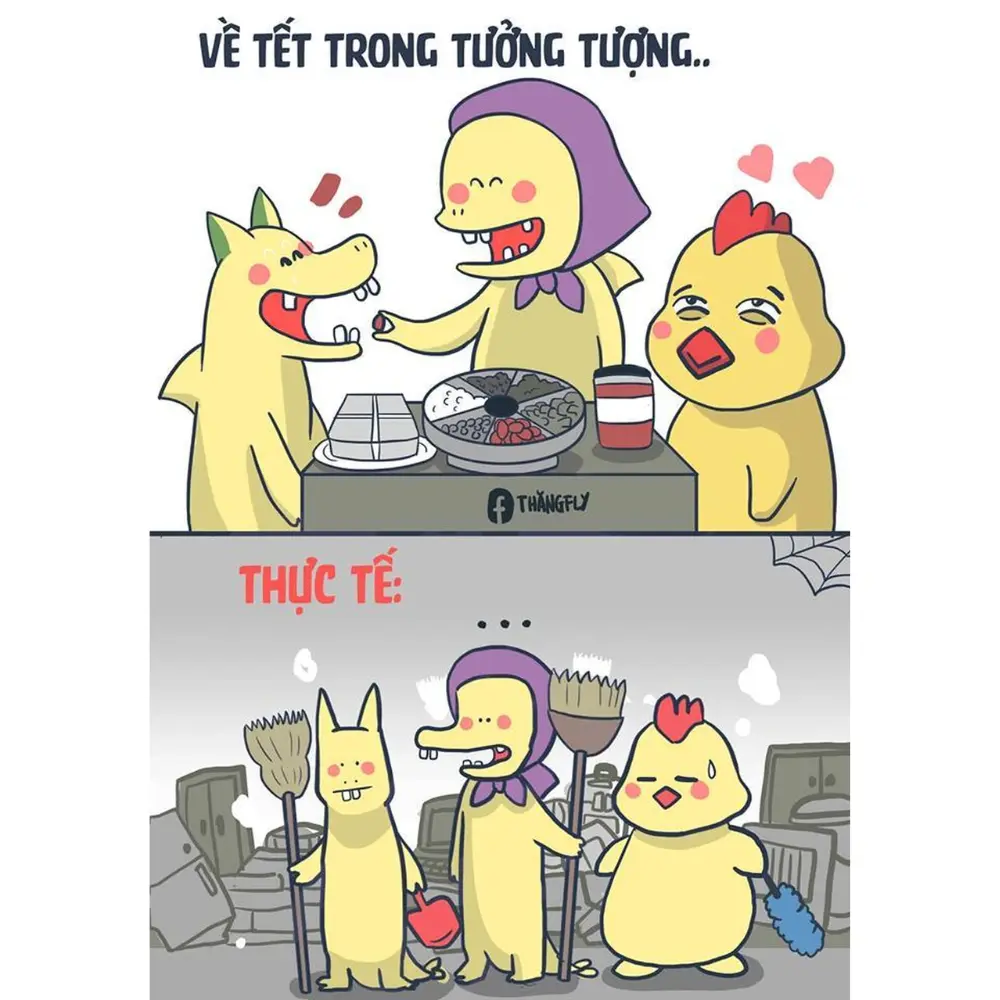 ảnh chế hài hước dọn dẹp ngày Tết
