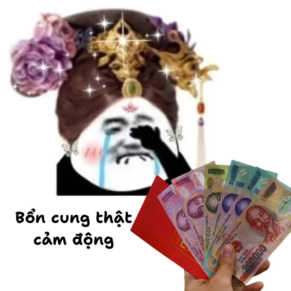 meme người đẹp bổn cung lì xi 50k,100k, 200k, 500k