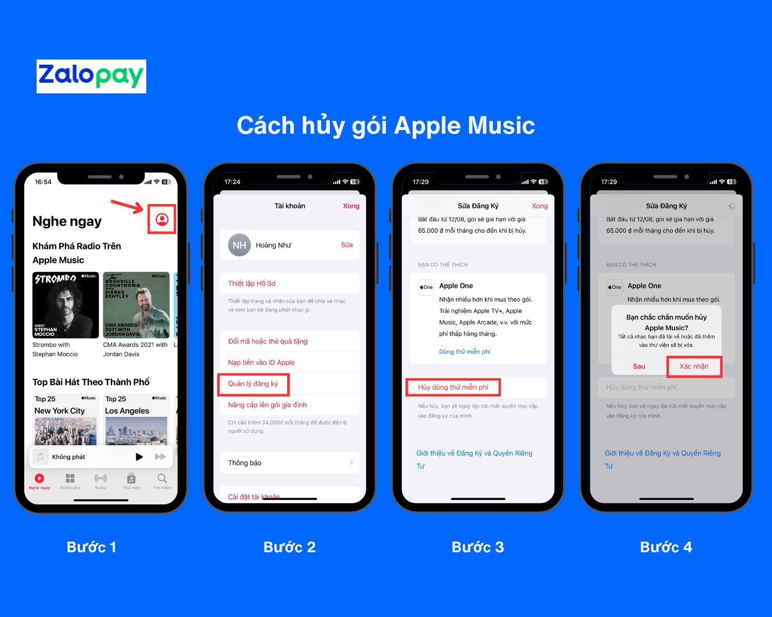 Cách hủy gói Apple Music