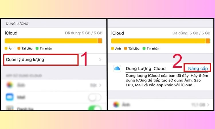 Hướng dẫn mua thêm dung lượng iCloud