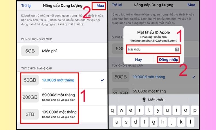 Hướng dẫn mua thêm dung lượng iCloud