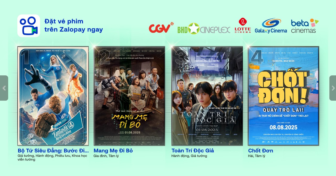 đặt vé xem phim qua Zalopay