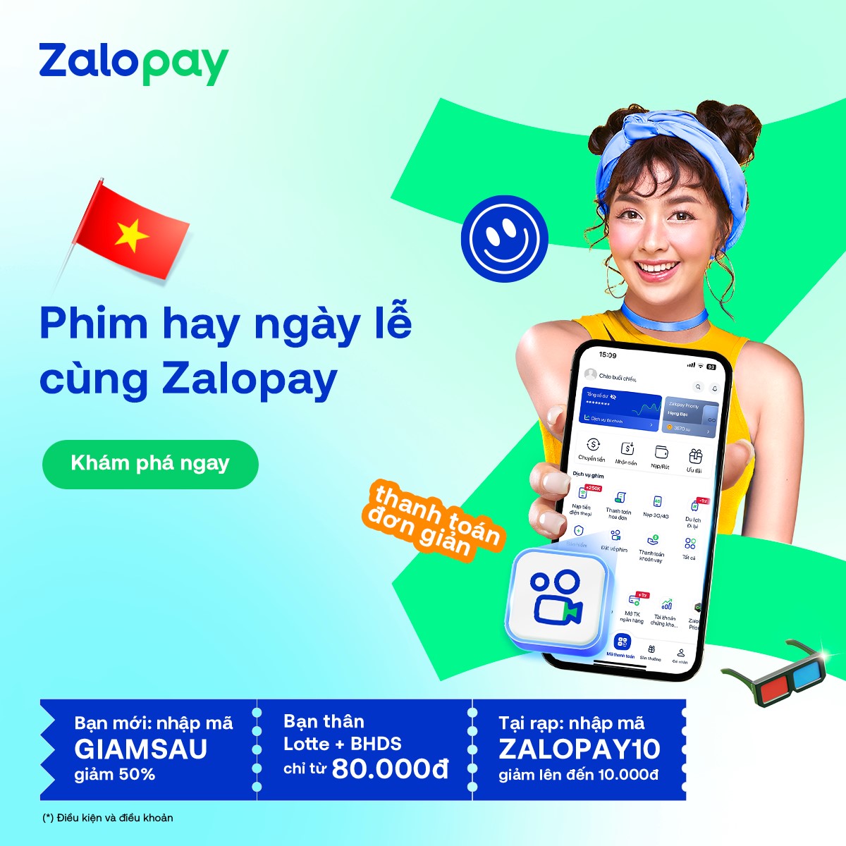 Mua vé xem phim và thanh toán các tiện ích trên Zalopay