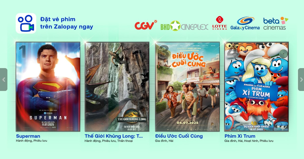 Đặt vé phim cùng Zalopay cùng nhiều ưu đãi cực hấp dẫn