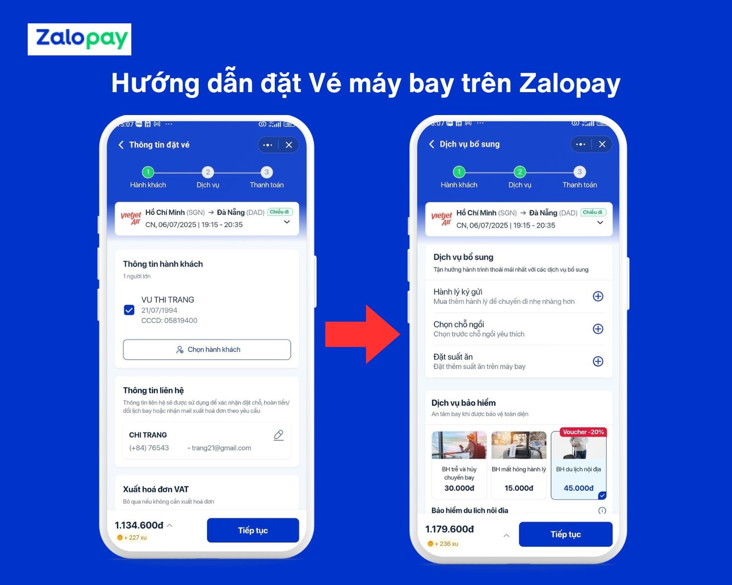 Hướng dẫn đặt Vé máy bay qua Zalopay