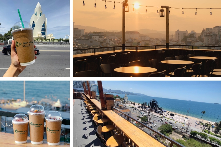 Chốn Bình Yên Coffee sở hữu không gian rooftop thoáng đãng với view biển tuyệt đẹp (Nguồn: Internet)