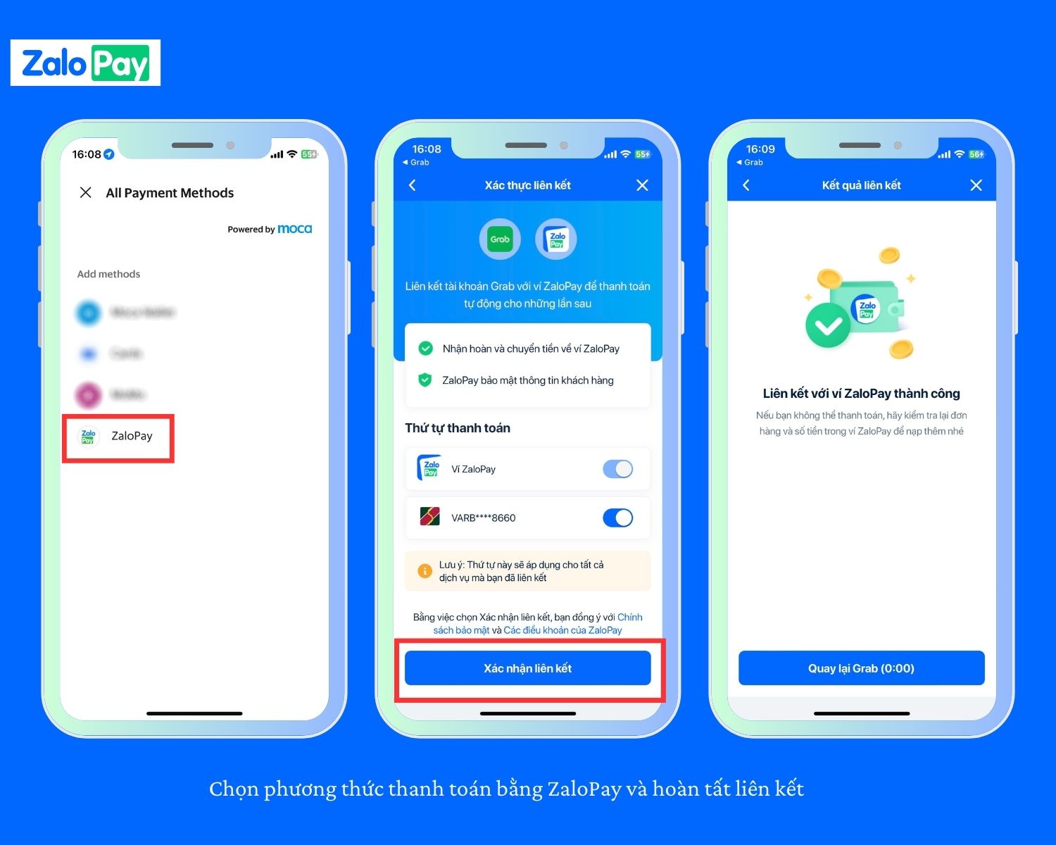 Liên kết ứng dụng Grab với ZaloPay