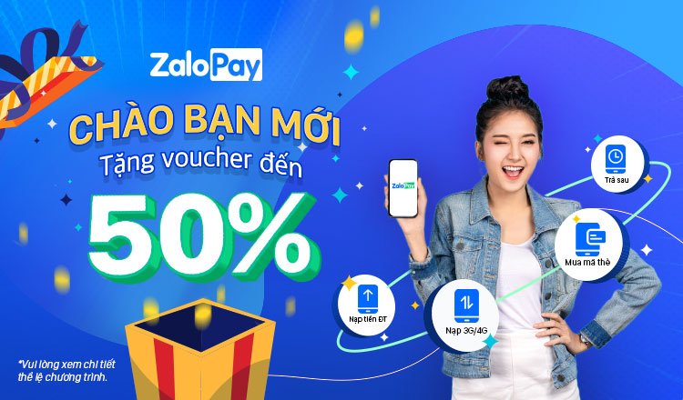 Voucher 50% thanh toán thẻ điện thoại trên ZaloPay