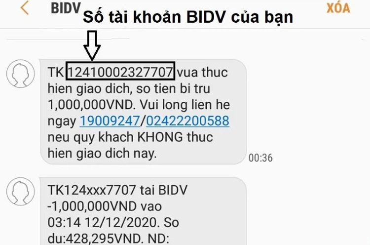 Xem số tài khoản ngân hàng qua SMS