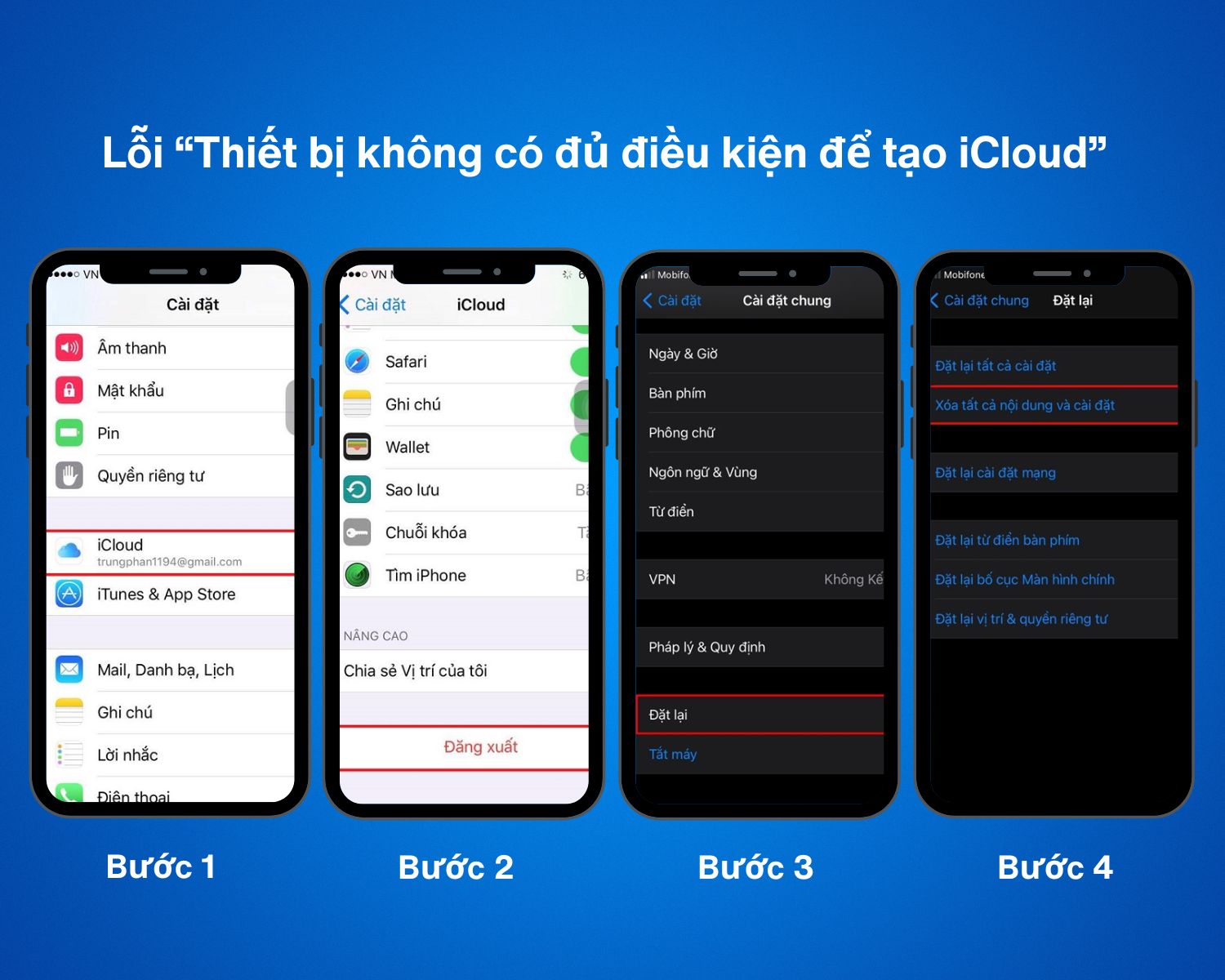 Các lỗi phổ biến khi tạo tài khoản iCloud