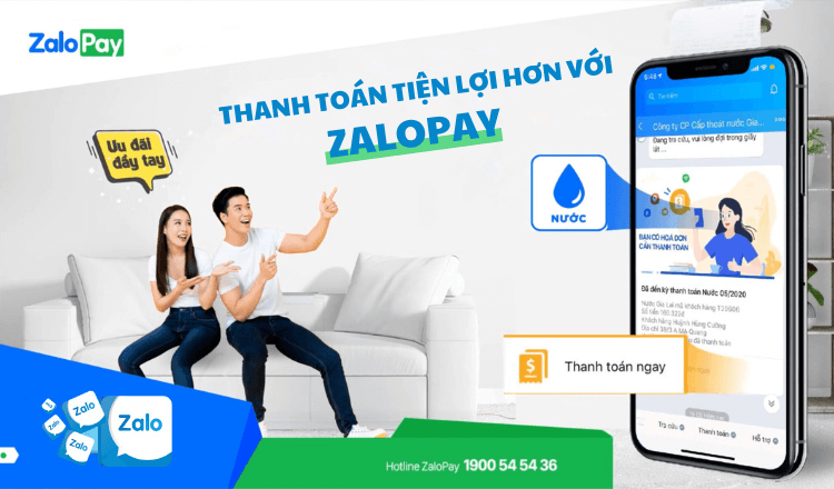 Thanh toán hóa đơn tiền nước được ưu đãi cao qua ví ZaloPay