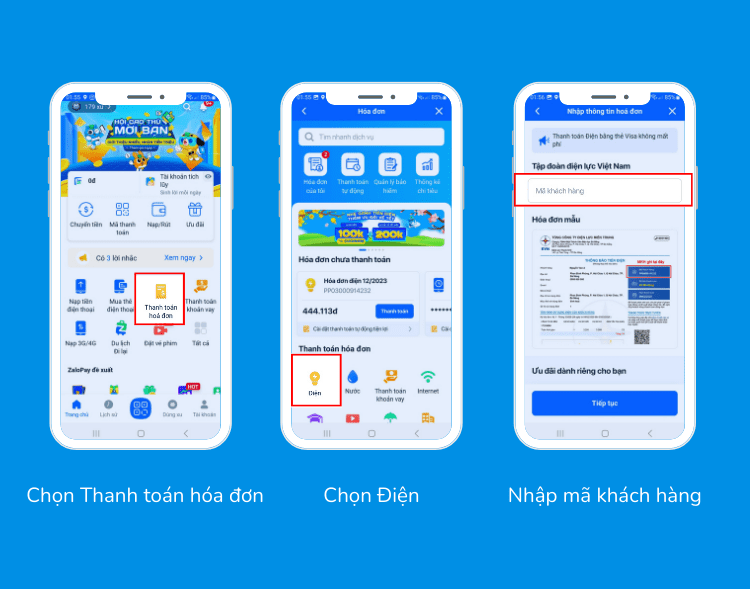 Hướng dẫn cách thanh toán hóa đơn tiền điện trên app ZaloPay