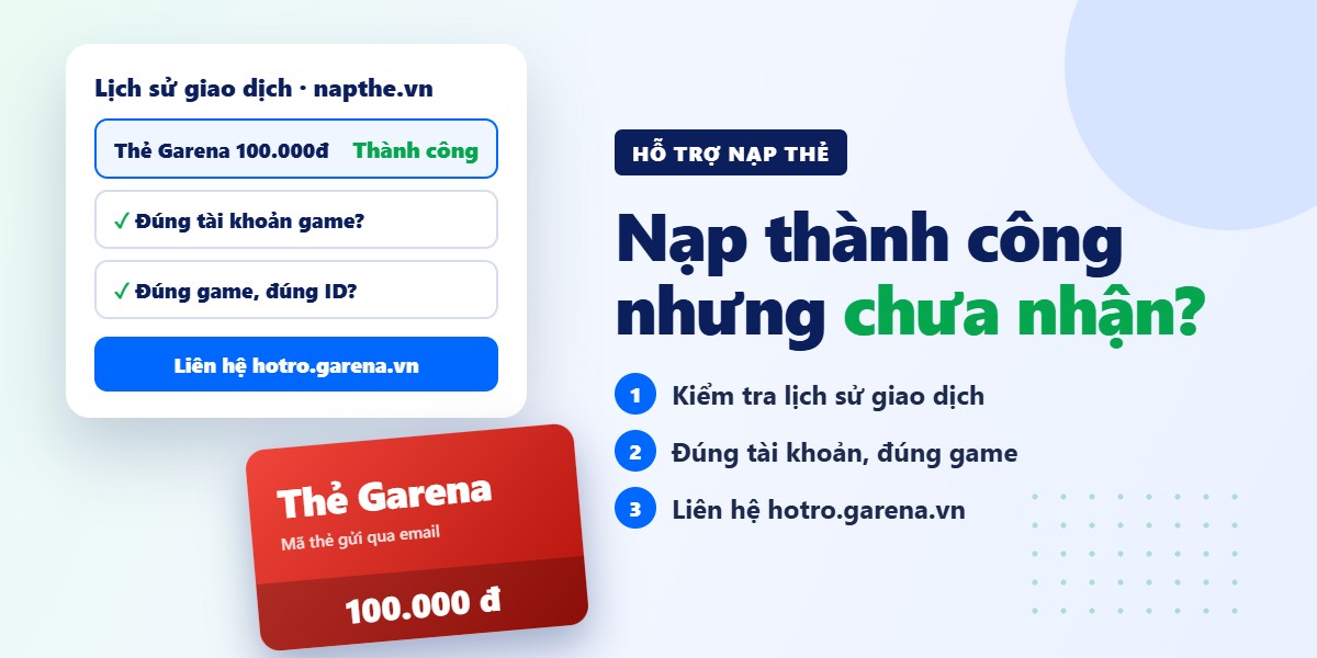 Nạp thẻ Garena thành công nhưng chưa nhận? Cách xử lý