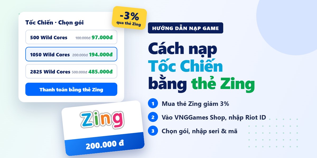 Cách nạp Tốc Chiến và mua thẻ nạp