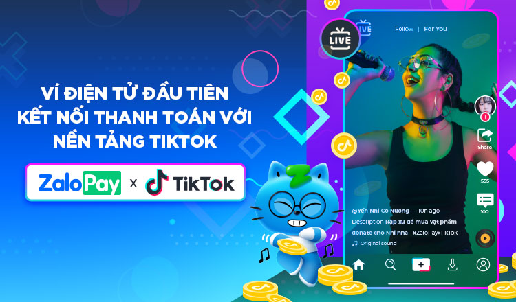 ZaloPay kết hợp thanh toán trực tiếp TikTok xu và TikTok Shop