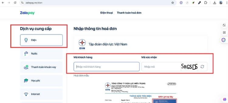 ướng dẫn chi tiết cách xem hóa đơn tiền điện qua website Zalopay