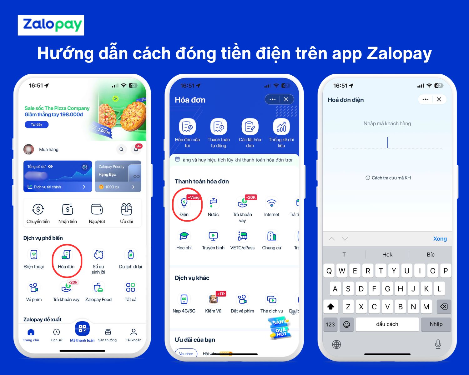 Đóng tiền điện trên ứng dụng Zalopay