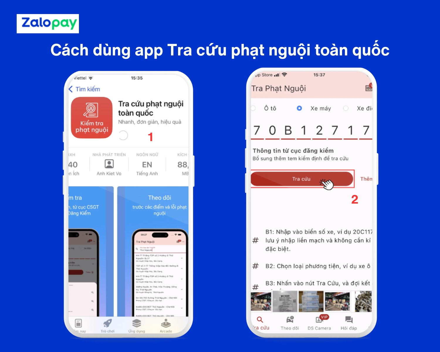 Tra cứu qua Ứng dụng tra cứu phạt nguội toàn quốc